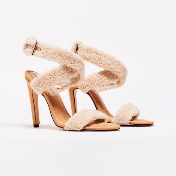 Good American Sherpa Sandals Heels Size 7 - Picture 3 of 7